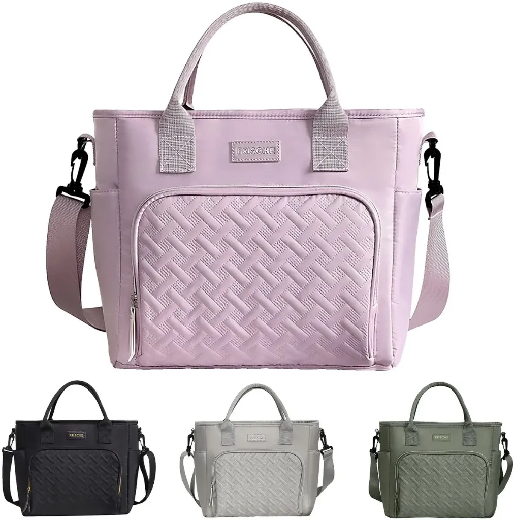 Insulated Lunch Bags with Shoulder Straps for Women/Men Resuable Leakproof Lunch Box Cooler Tote Bag for Work School Picnic Beach