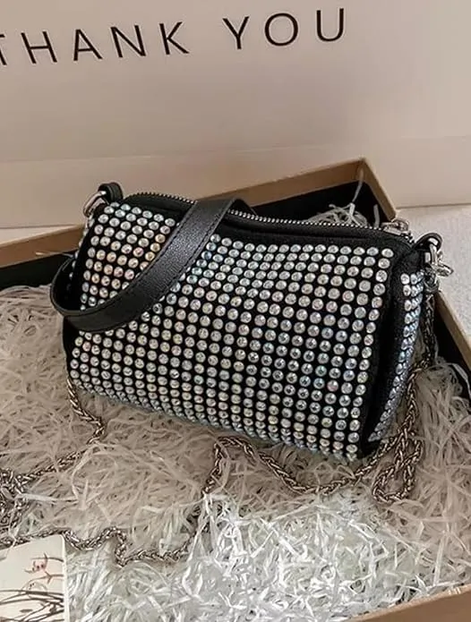 ACCEDO® Women's Evening Handbags Rhinestone Shoulder Purse Crossbody Bag for Casual Party Wedding (A-Silver)