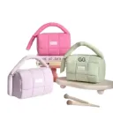 Quilted Handbag, Waterproof Polyester Material, Multiple Compartments, 18.5x12.5x13 cm, Available in Pink, peach, Green Purple,(any one random) Soft Padded Design