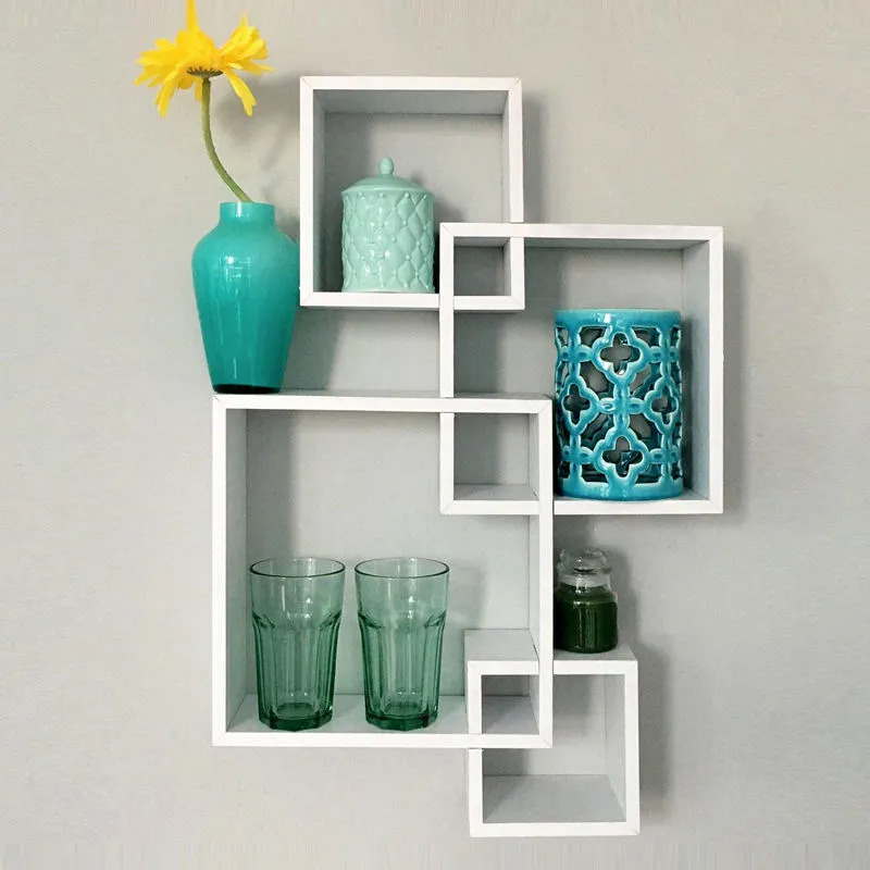 Modern Style Floating Wood Wall Display Shelves