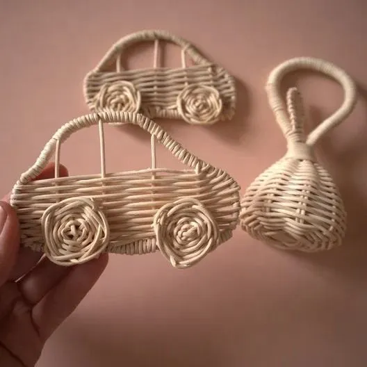 Handmade Traditional Style Rattan Baby Rattle for Kids' Cribs