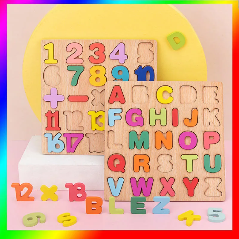 Letters Jigsaw Puzzle Alphabet Number SHAPE Wooden Jigsaw Puzzle for Kids