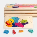 Wooden Number Educational Learning Toys Gift 3D Animals Kids Montessori Color Shapes Learning Puzzles for Children Boys Girls