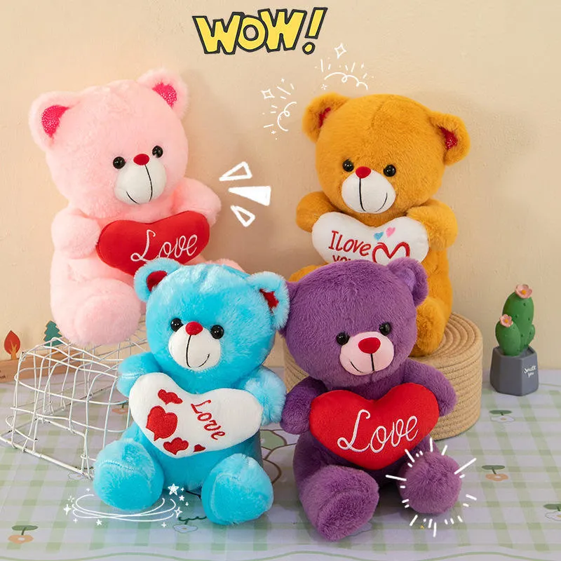 Cute 7 Inch Super Soft Plush Bear Toy Embroidered Stuffed Animal PP Cotton Filling